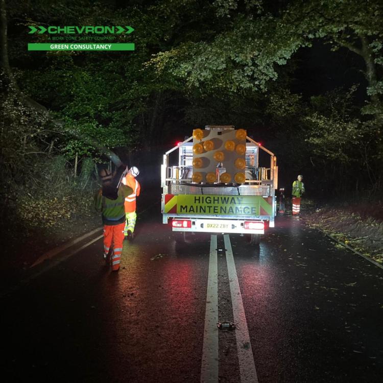 Chevron Green Consultancy Arb team work overnight night in challenging weather to complete tree condition surveys